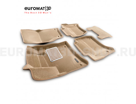 Текстильные 3D коврики Euromat3D Lux в салон для Porsche Cayenne (2010-2017) № EM3D-004101T Бежевые