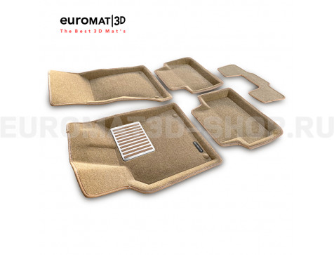 Текстильные 3D коврики Euromat3D Lux в салон для Porsche Macan (2014-) № EM3D-004103T Бежвые