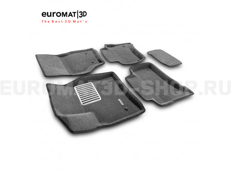 Текстильные 3D коврики Euromat3D Lux в салон для Porsche Cayenne (2002-2009) № EM3D-004100G Серые