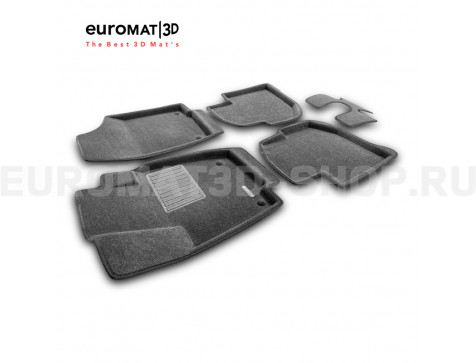 Текстильные 3D коврики Euromat3D Business в салон для Skoda Rapid (2014-2019) № EMC3D-004508G Серые