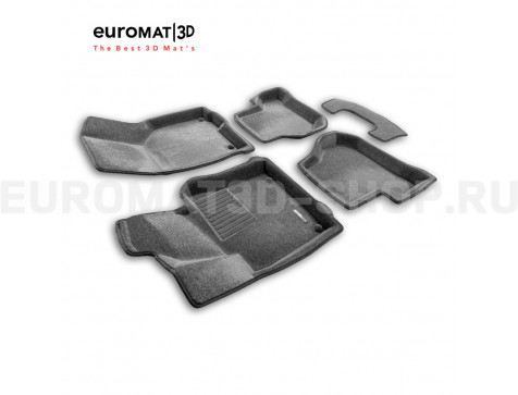 Текстильные 3D коврики Euromat3D Business в салон для Skoda Octavia A5 (2004-2013) № EMC3D-004502G Серые