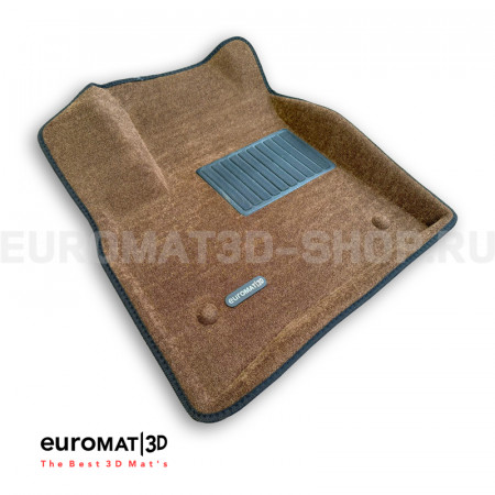 Текстильные 3D коврики Euromat3D Business в салон для Porsche Cayenne (2002-2009) № EMC3D-004100R Коричневые